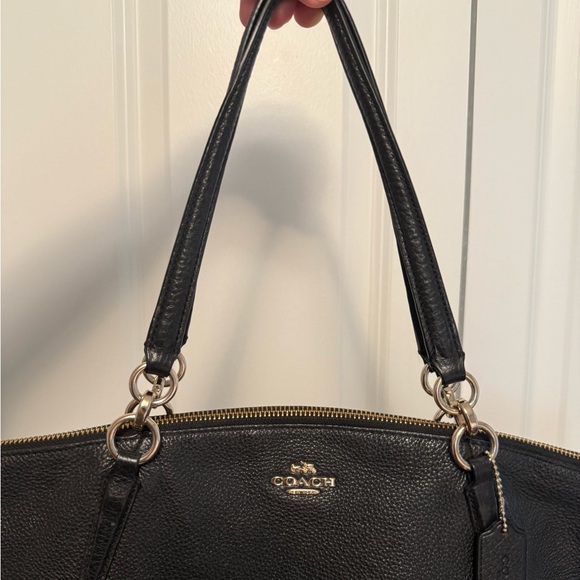 Coach Kelsey Black Pebbled Leather Satchel Tote Bag